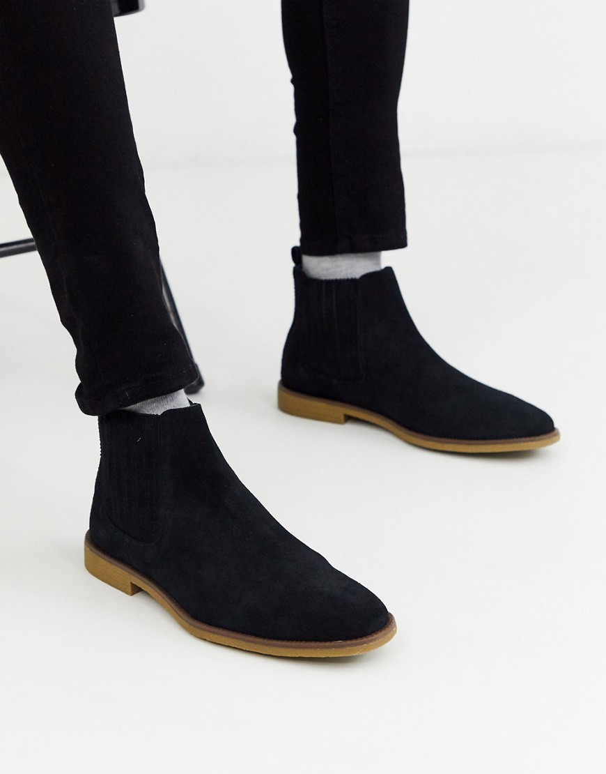 Burton Menswear - Suède Chelsea boots in zwart