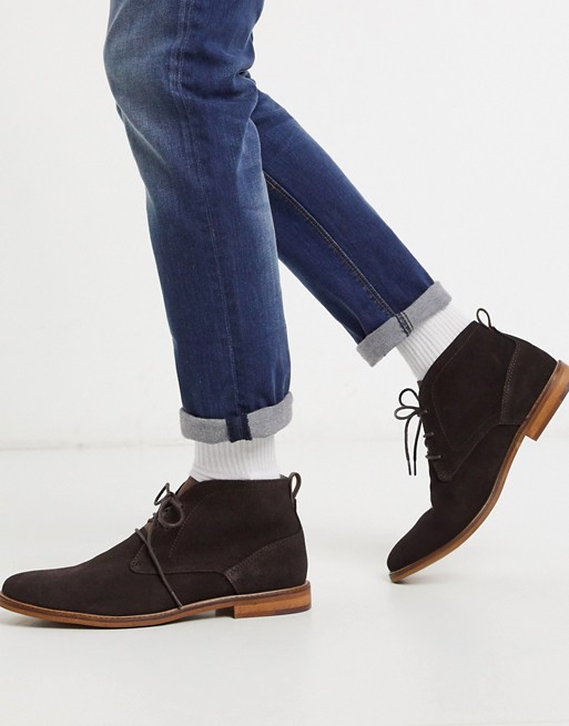 Burton Menswear suede chukka boot in brown
