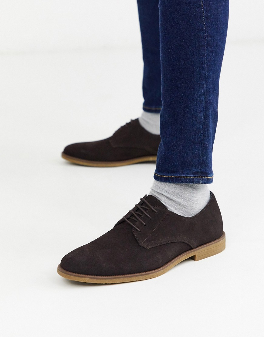 Burton Menswear - suède derby schoenen in bruin