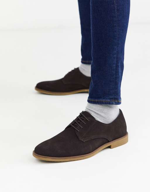 Burton Menswear suede derby shoes in brown | ASOS