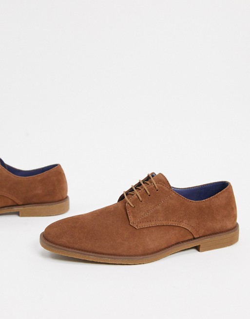 Burton Menswear suede derby shoes in tan