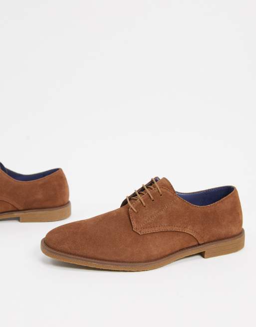 Burton Menswear suede derby shoes in tan | ASOS