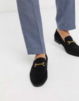 black suede snaffle loafers