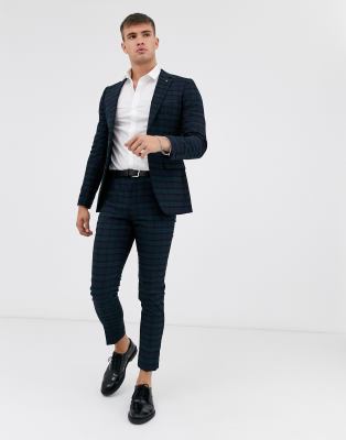 Burton Menswear  Besonders eng geschnittene Aunzughose in Schwarz kariert Schwarz