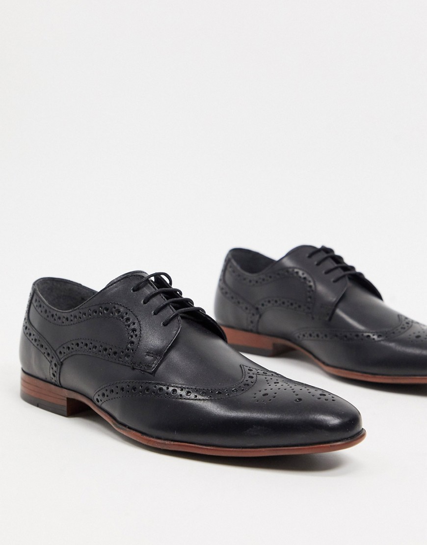 Burton Menswear – Svarta brogueskor i läder