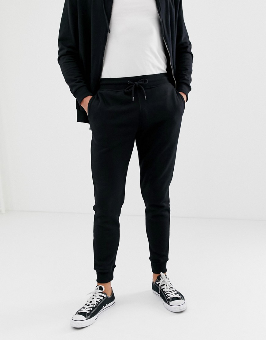 Burton Menswear – Svarta mjukisbyxor med smal passform