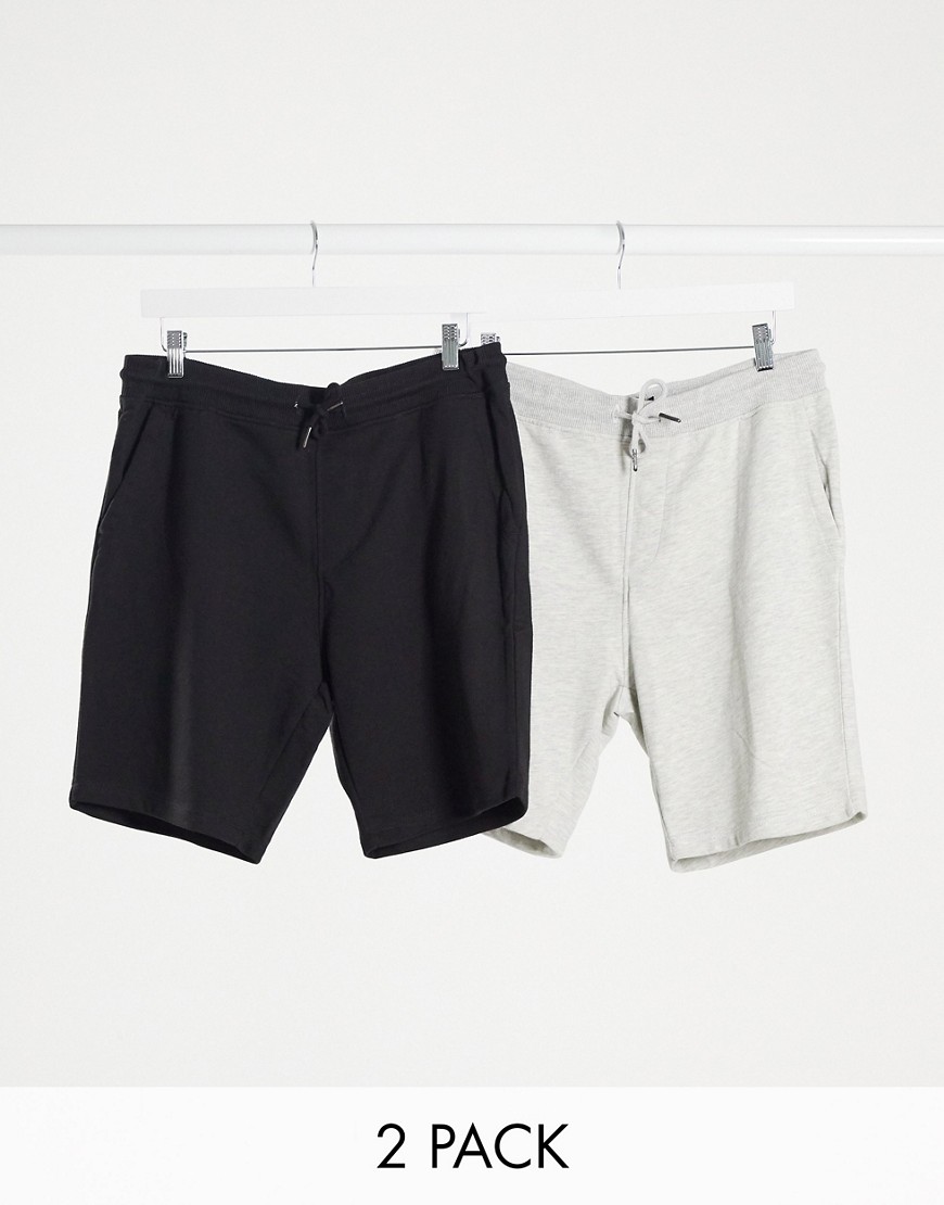 Burton Menswear – Svarta och grå shorts i 2-pack