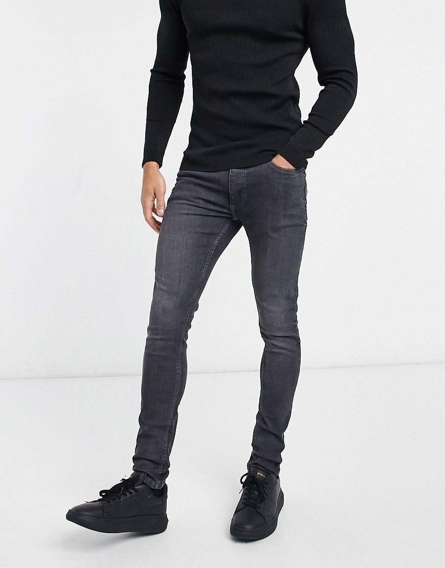 burton menswear - svarttvättade superskinny jeans