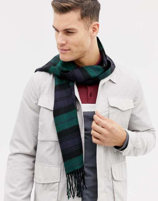 Burton Menswear – Szalik w czarną i zieloną kratę