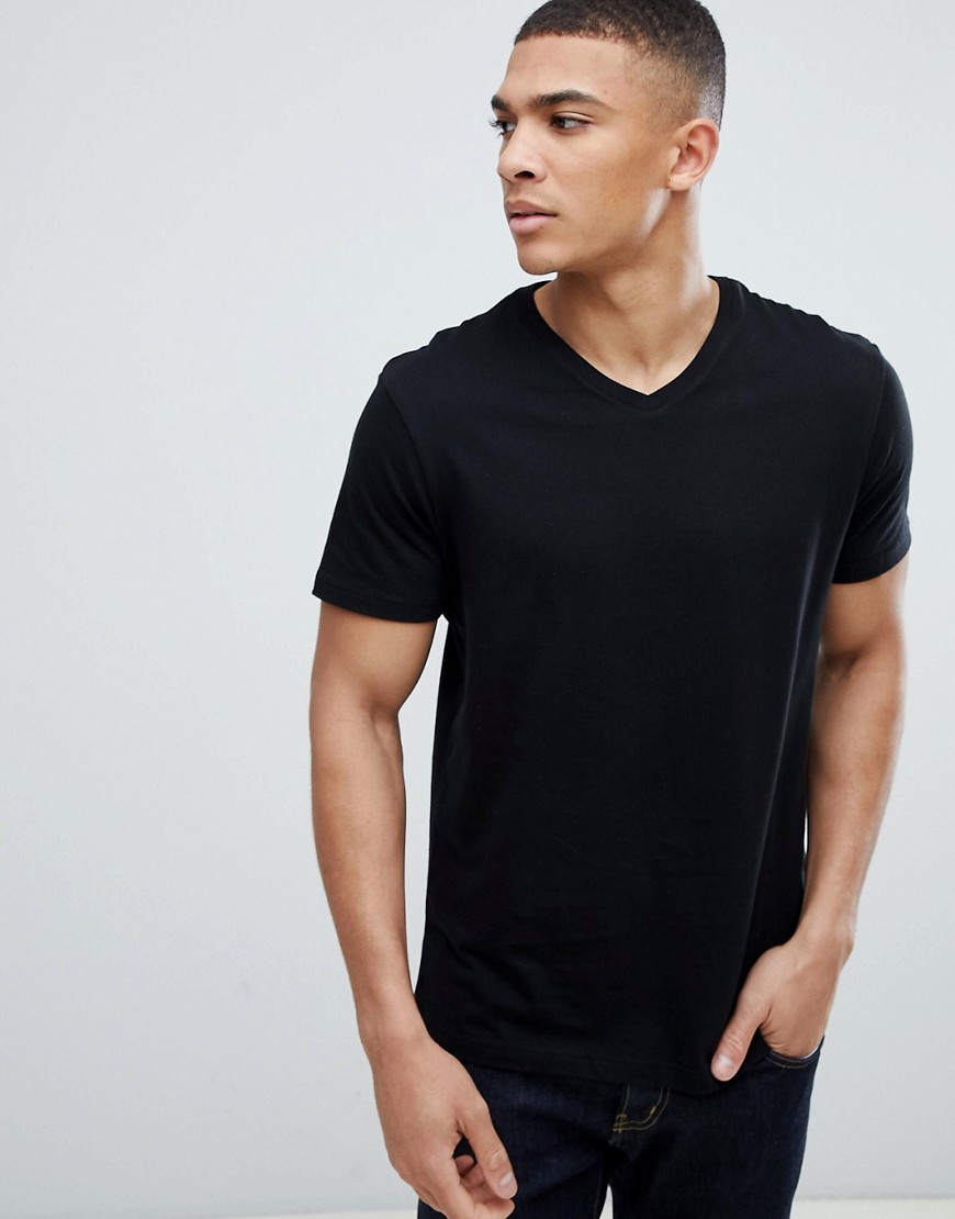 Burton Menswear - T-shirt nera con scollo a V-Nero