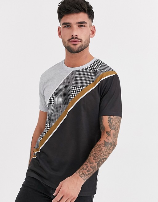 Burton Menswear t-shirt with splicing in grey