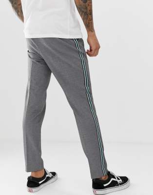 grey trousers with side stripe