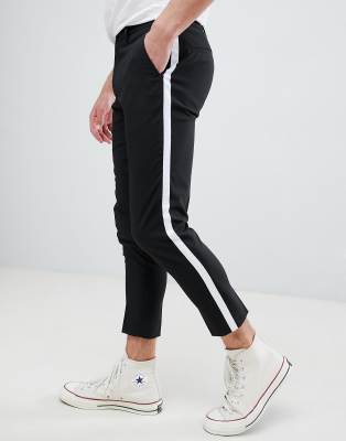 side stripe black trousers