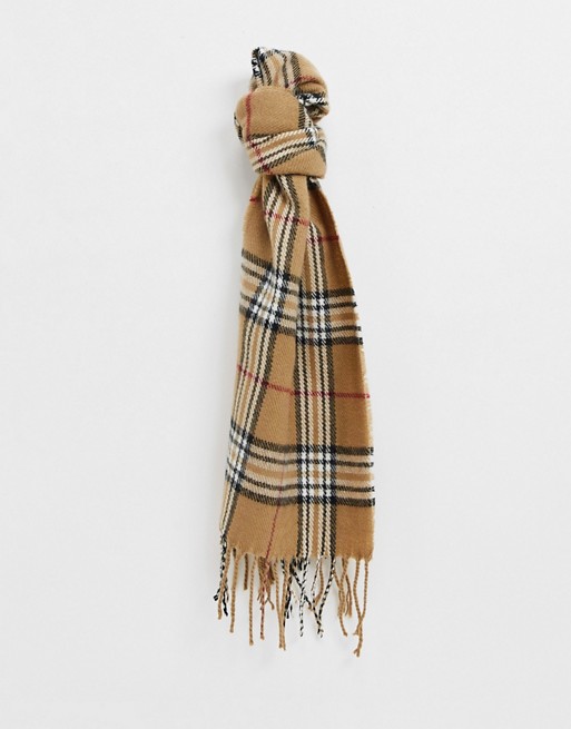 Burton Menswear tartan scarf in tan