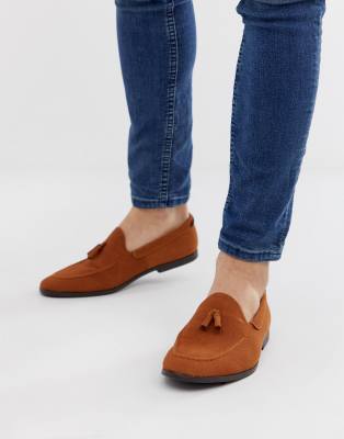 Burton Menswear Burton Menswear tassel loafer in tan suede-Brown