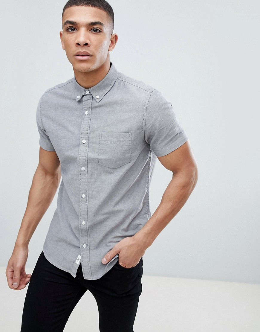 Burton Menswear — tekstureret grå Oxford-skjorte