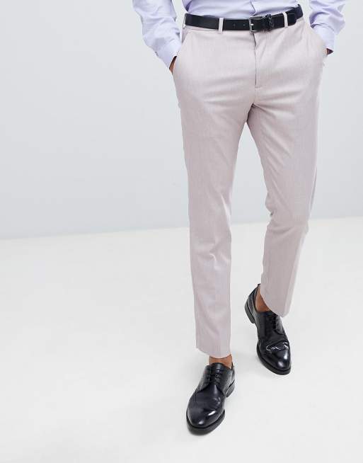 Burton Menswear Textured Suit Trousers In Pink ASOS
