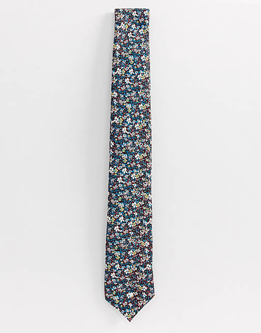 Burton Menswear tie with ditsy floral print in burgundy | ASOS