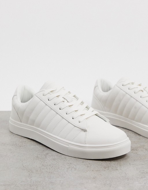 Burton Menswear trainers in white with quilted detail