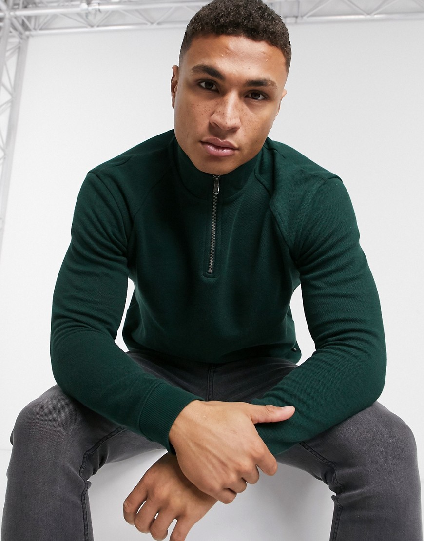 Burton Menswear - Trui met korte rits in groen