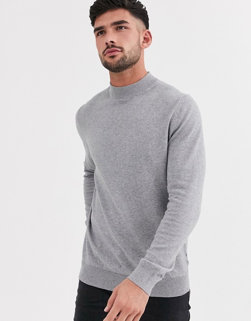 Burton Menswear turtle neck jumper in grey