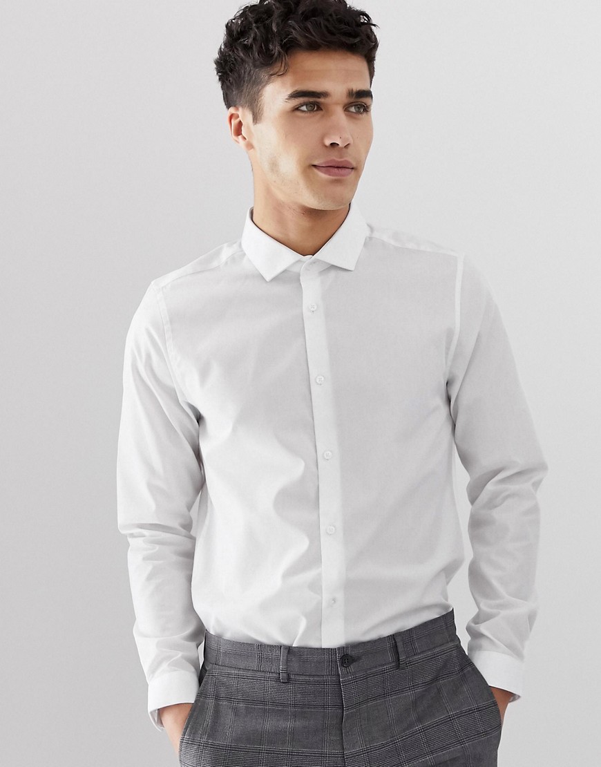 Burton Menswear – Vit finskjorta med extra smal passform