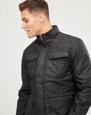 Burton Menswear wax jacket in black | ASOS