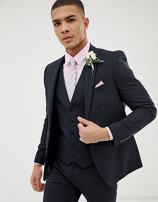 Burton Menswear wedding skinny fit suit jacket in navy