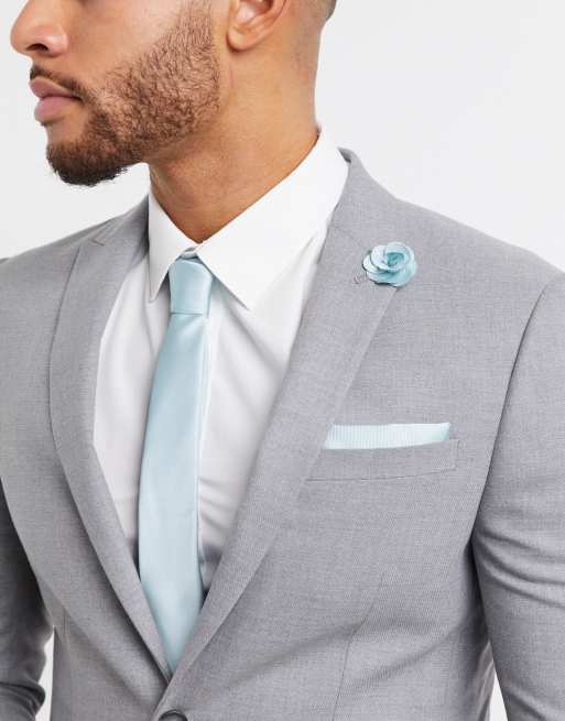 Burton Menswear wedding tie pin set in turquoise floral print