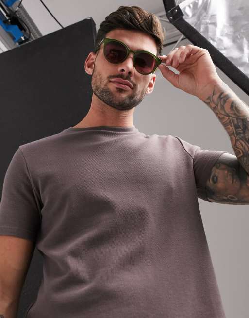 Burton Menswear – Weinrotes T-Shirt mit Waffelmuster