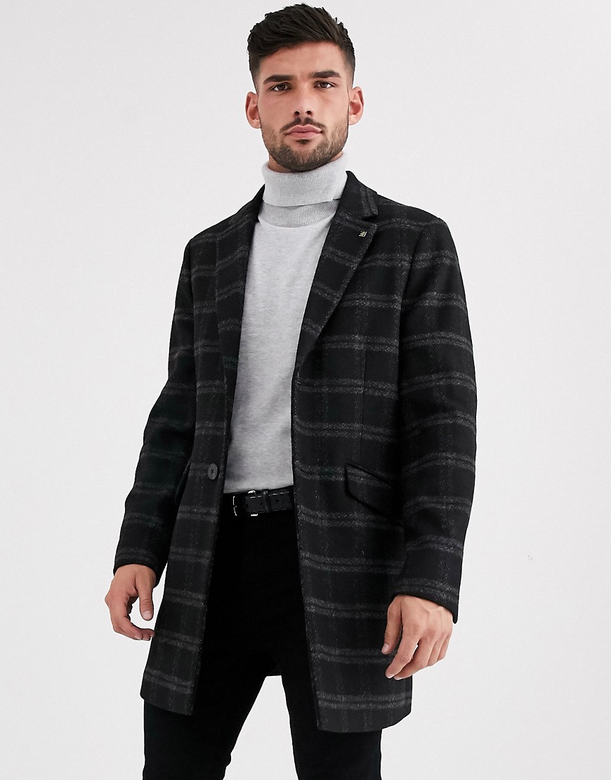 Burton Menswear - Wollen jas in antraciet-Grijs