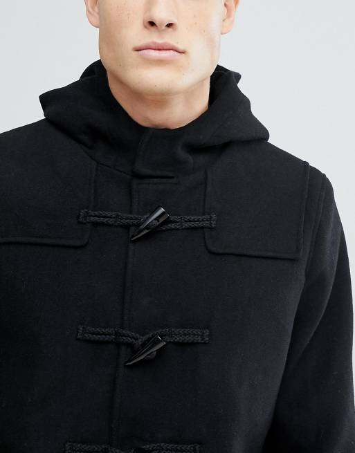 Burton Menswear wool duffle coat in black