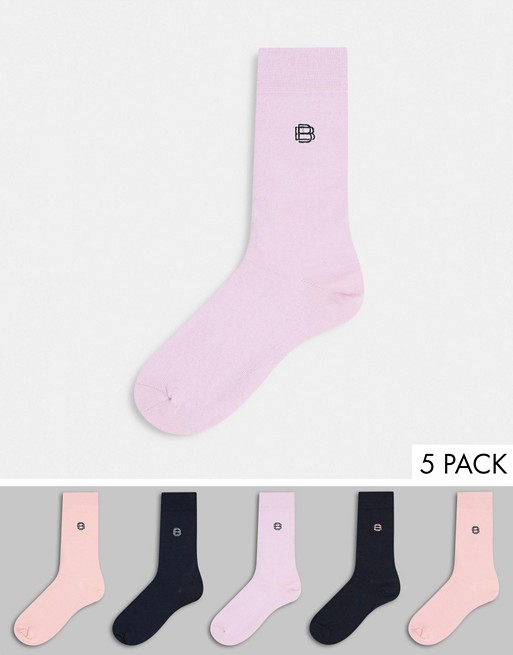 Burton Menswewar 5 pack logo socks in pink