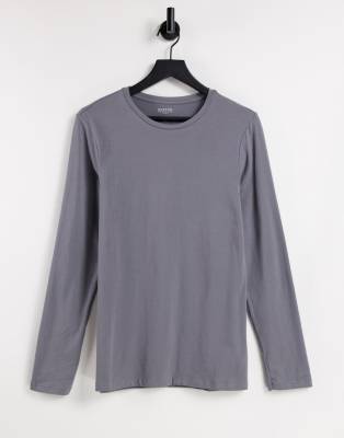 Burton Menswear Burton muscle fit long sleeve top in dark grey