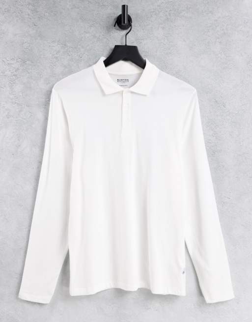 Burton - Muscle fit polo met lange mouwen in wit