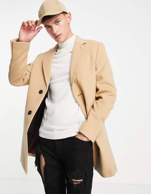 Burton overcoat in camel ASOS