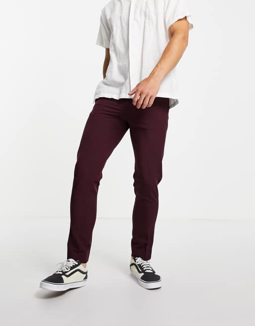 Burton - Pantaloni da abito skinny elasticizzati bordeaux