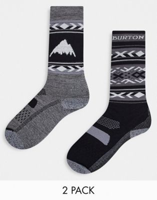 Burton Snow Performance 2 pack lightweight socks in black/ grey