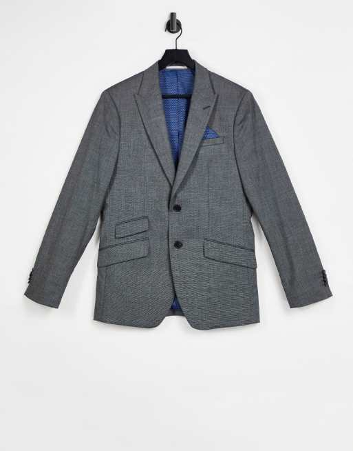 Burton - Slim fit end-on-end colbert in donkergrijs