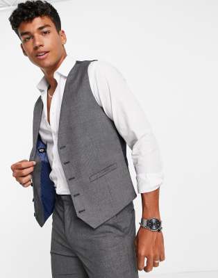 Burton slim fit end on end waistcoat in dark grey