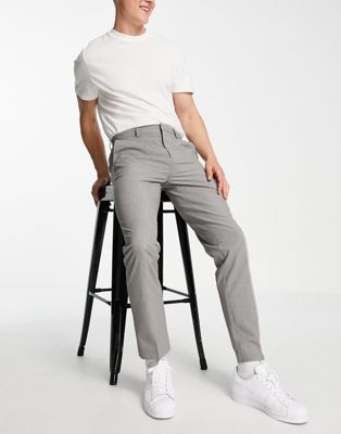Burton slim fit mini dogtooth trousers in grey