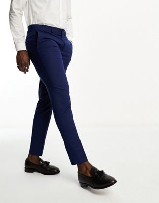 Burton slim fit texture suit trousers in mid blue