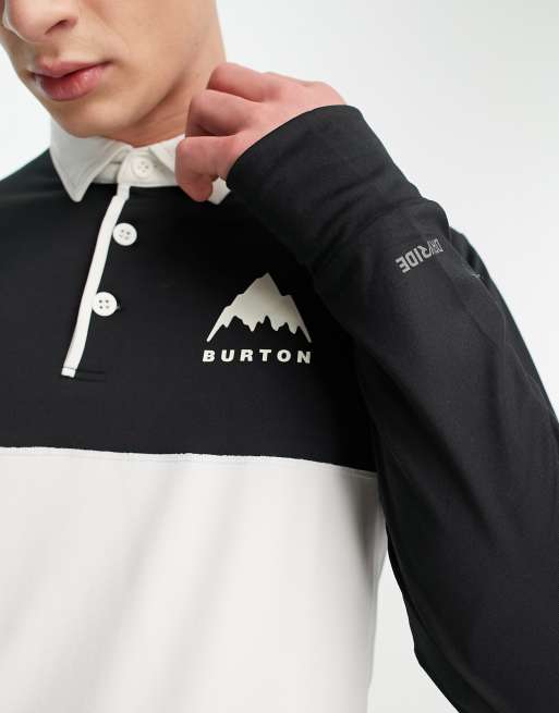 Burton Snow midweight base layer rugby shirt in black and white ASOS