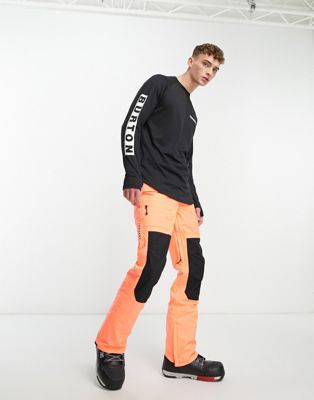 Burton Snow Southside 2L slim ski trousers in orange and black