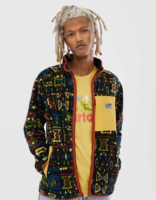 Burton Snowboards Hearth fleece full zip in outland print ASOS