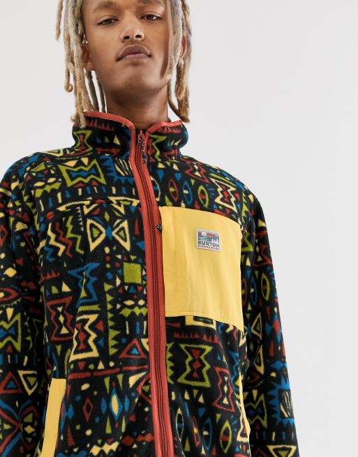 Burton Snowboards Hearth fleece full zip in outland print ASOS