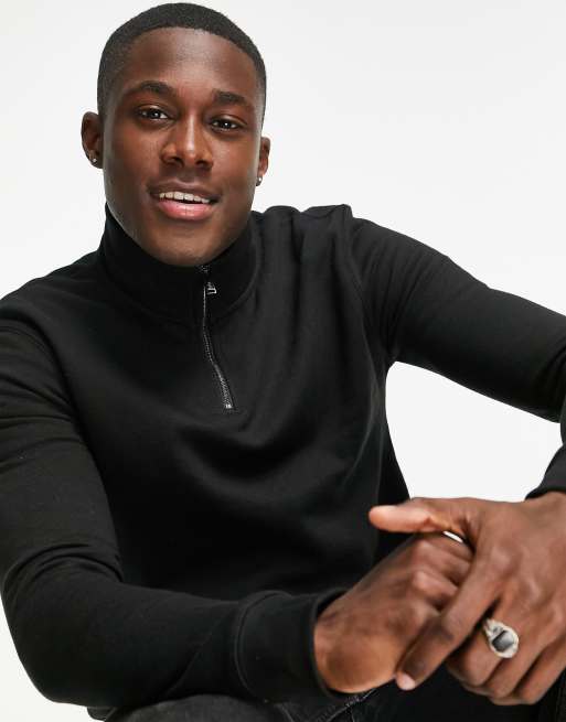 Burton – Svart sweatshirt med kvartslång dragkedja och ståkrage