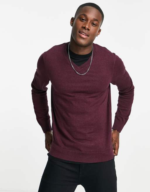 Burton v-neck jumper in burgundy | ASOS