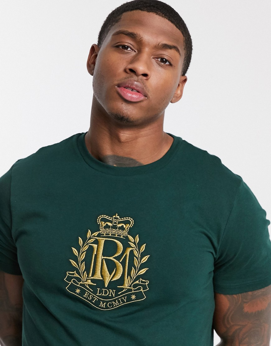 Burton Menswear - Grøn t-shirt med brystbroderi