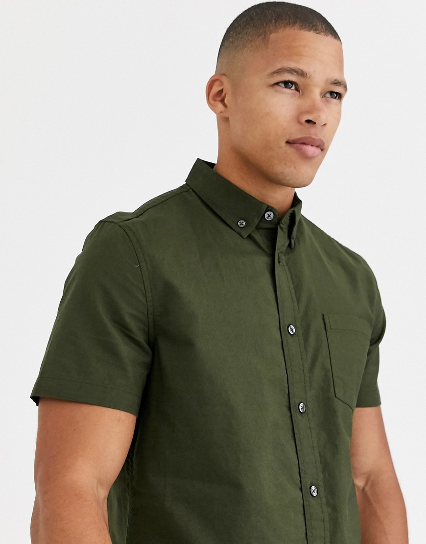 Burton Menswear - Oxford-skjorte i khaki-Grøn
